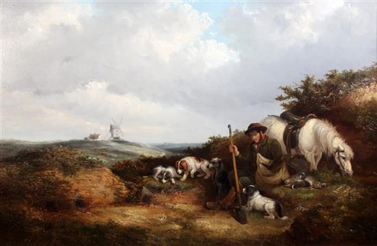 Thomas Smythe (1825-1906) Farmer and his dogs and horse 24 x 36in.